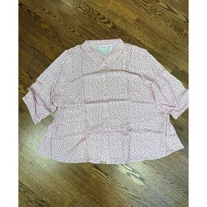 D & Co Womens Pink Stars Striped 3/4‎ Sleeve Rayon Top Size 3X USA Classic Soft